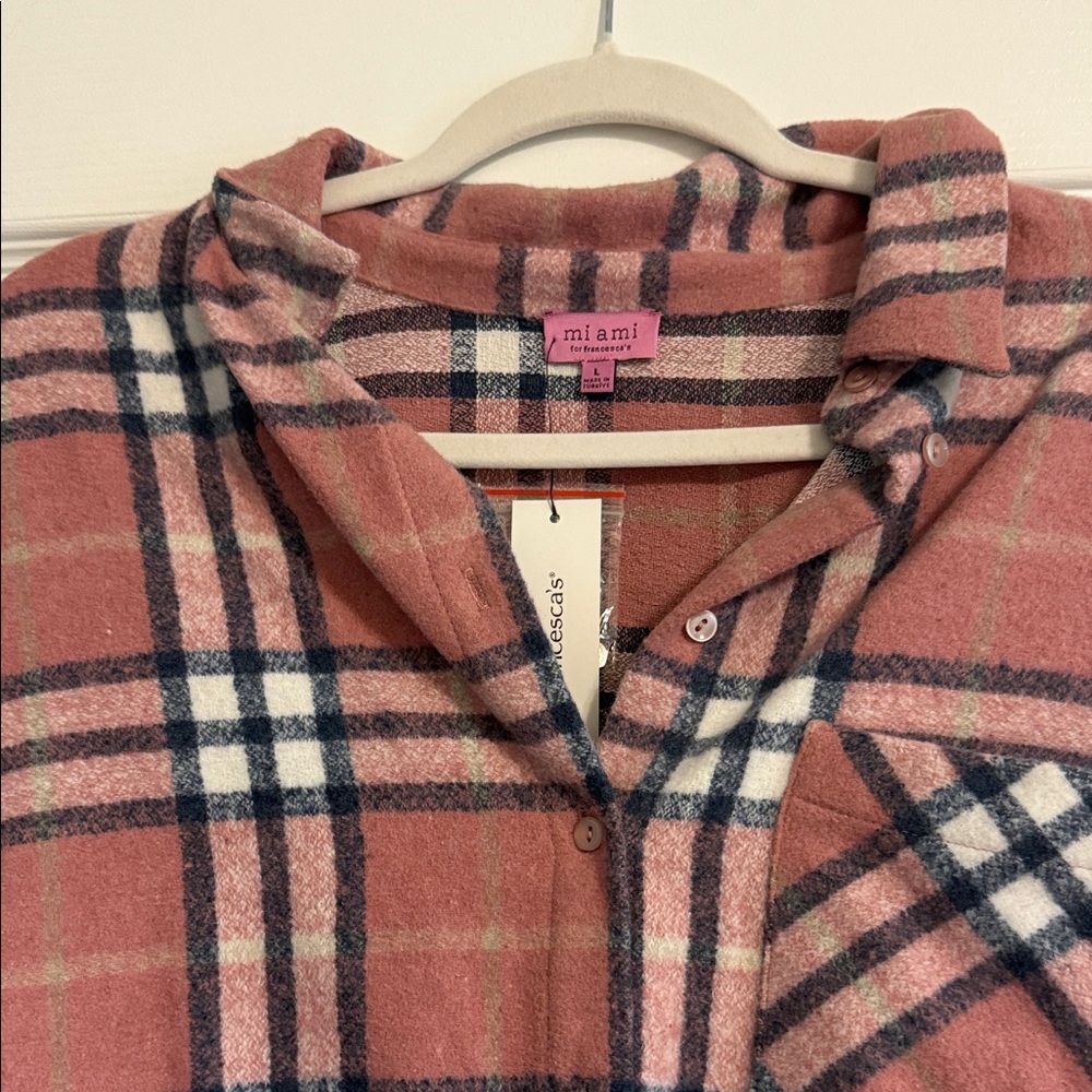 Miami Pink and Cream Plaid Shirt - Picture 2 of 2